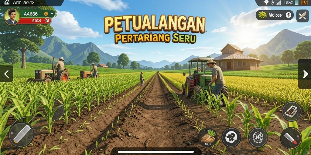 Tampilan gameplay AA666 yang menampilkan aktivitas pertanian yang seru.