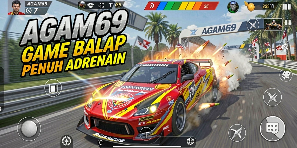Screenshot gameplay AGAM69 menunjukkan aksi balap yang mendebarkan.