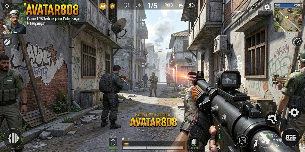 Tangkapan layar gameplay menampilkan aksi pertempuran seru di AVATAR808.