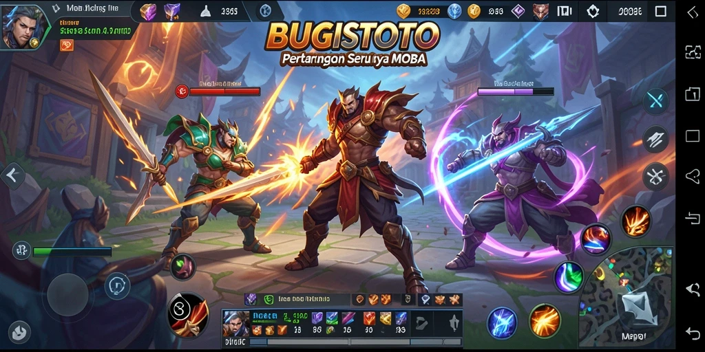 Gameplay seru dalam pertarungan MOBA yang penuh strategi.