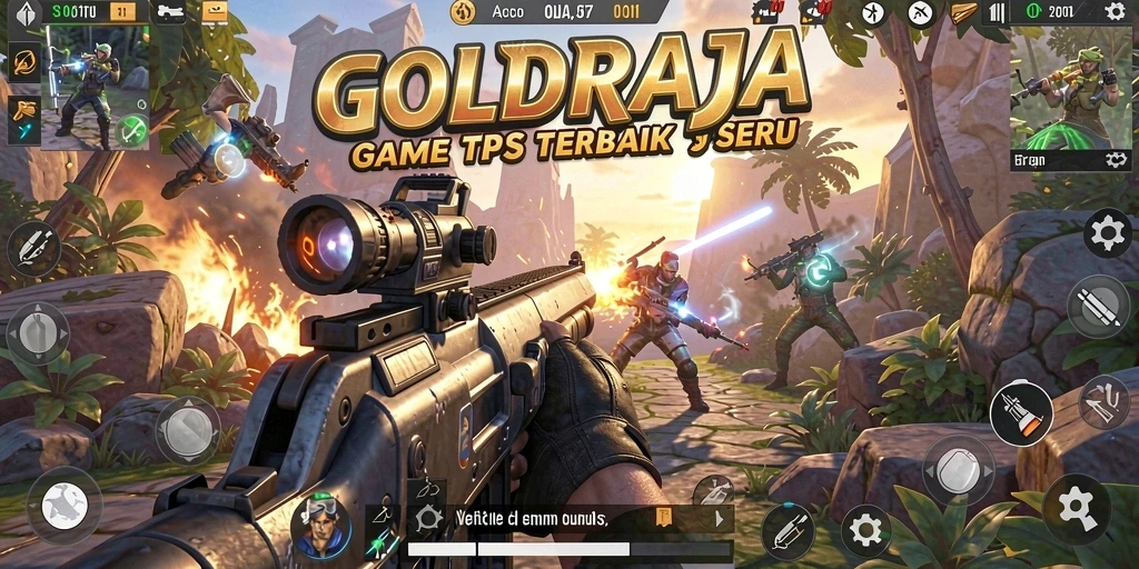 Tampilan seru dari gameplay GOLDRAJA dalam aksi TPS.
