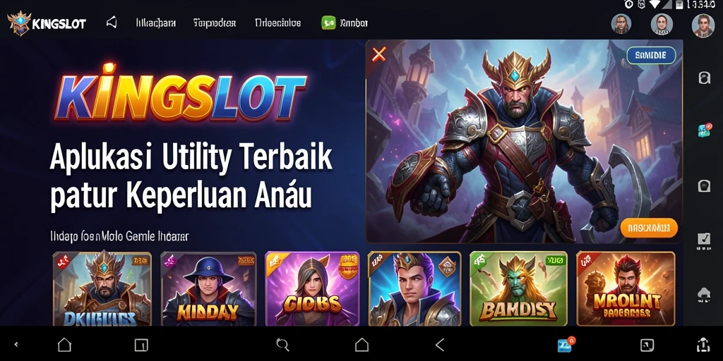 Tampilan utama aplikasi KINGSLOT yang menampilkan berbagai fungsi utilitas.