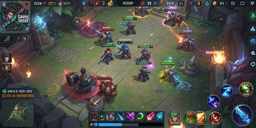 Screenshot OCE69 menampilkan pertarungan intens penuh strategi di arena.