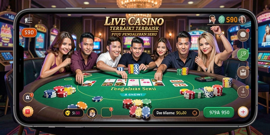 Screenshot gameplay S80 menampilkan dealer profesional dan atmosfer kasino yang nyata.