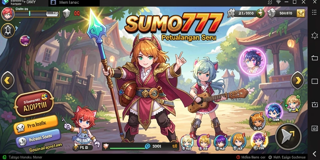 Tampilan gameplay SUMO777 yang penuh aksi dan karakter Anime.