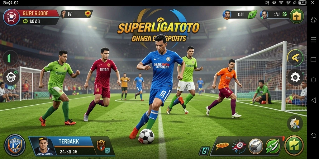 Tampilan gameplay SUPERLIGATOTO yang seru dan kompetitif.