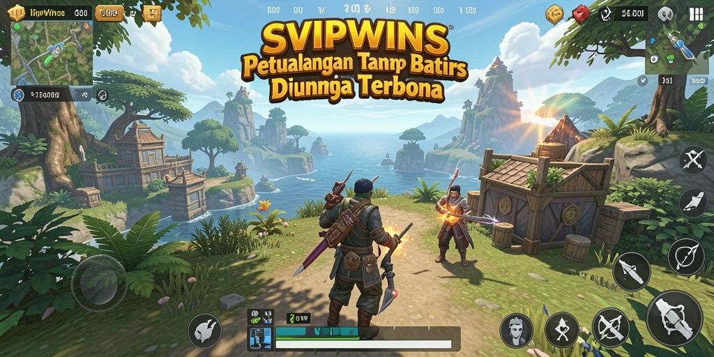 Screenshot gameplay menunjukkan pemain menjelajahi dunia terbuka yang luas.